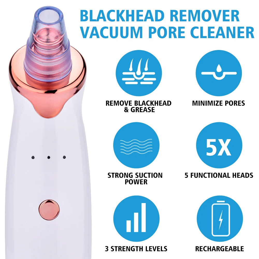 Electric Facial Blackhead Remover Vacuum Pore Cleaner Acne Cleanser Black Spots Removal Face Nose Deep Facial Cleaning Tools