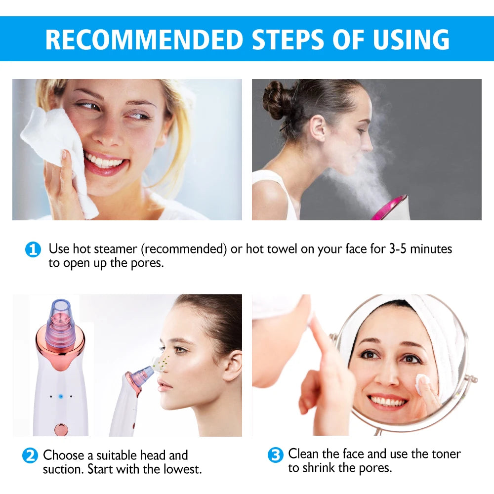Electric Facial Blackhead Remover Vacuum Pore Cleaner Acne Cleanser Black Spots Removal Face Nose Deep Facial Cleaning Tools