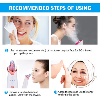 Electric Facial Blackhead Remover Vacuum Pore Cleaner Acne Cleanser Black Spots Removal Face Nose Deep Facial Cleaning Tools